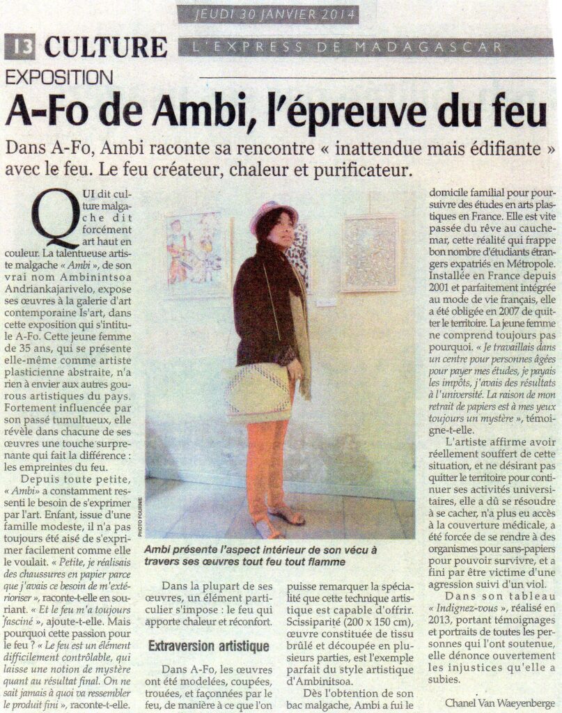 Article de presse : L’Express de Madagascar, 10 janvier 2014