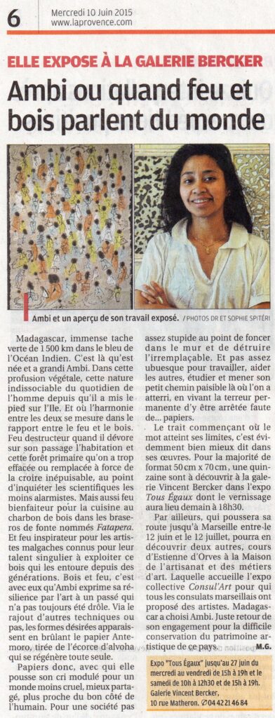 Article de presse : La Provence, 10 juin 2015